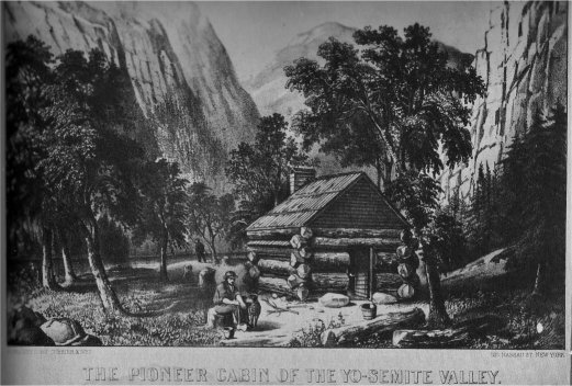 James C. Lamon and his cabin, Yosemite Valley