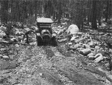 Along the Tioga Road, Yosemite Creek, circa 1925 following a storm