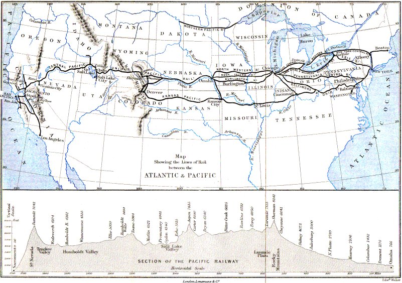 Map Showing the Lines of Rail between the Atlantic & Pacific, 1872