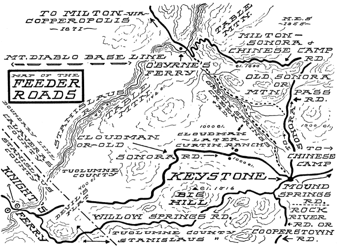 Map of the Feeder Roads (to Big Oak Flat Road)