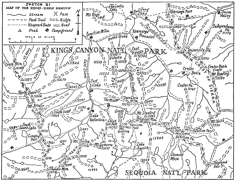 Sketch 21. Map of the Kings-Kern Region.
