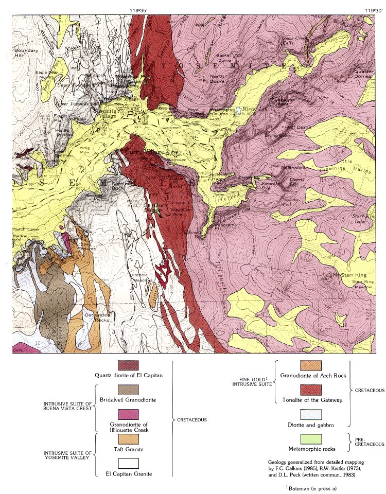Geologic Map of the Yosemite Valley Area (eastern half)