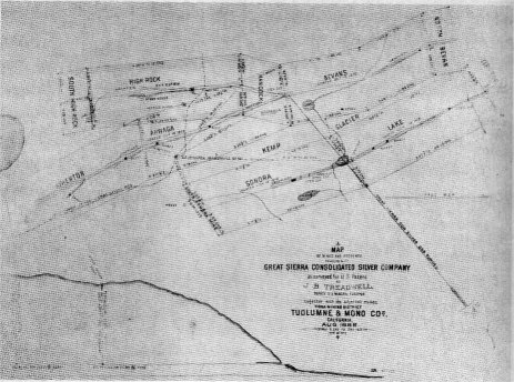 Map of Mines and Property belonging to the Great Sierra Consolidated Silver Company, Tioga Mining District, 1882