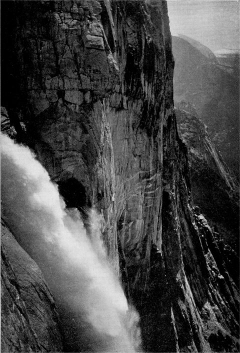 Half Dome from the top of Yosemite Falls. By J. N. LeConte