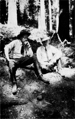 Stephen T. Mather and W. B. Lewis studying road location in 1925
