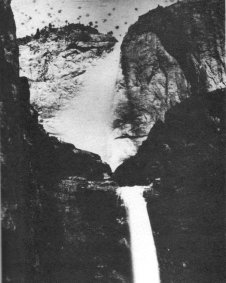 First photograph taken in Yosemite Valley of Yosemite Falls at 10:30 a.m. June 18, 1859 by Charles L. Weed
