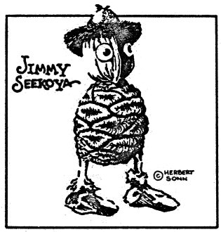 Jimmy Seekoya, drawing by Herbert Sonn, Bird Man of Yosemite. From Yosemite 44(5) (October 1975)